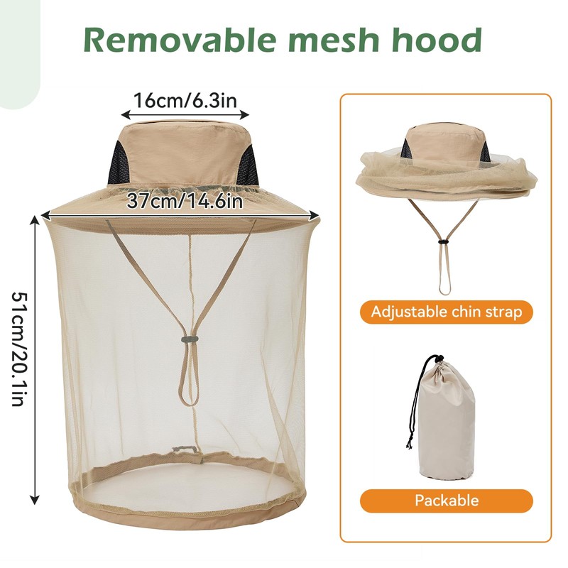 American Trends Fishing Hat with Hidden Mosquito Net Bug Net