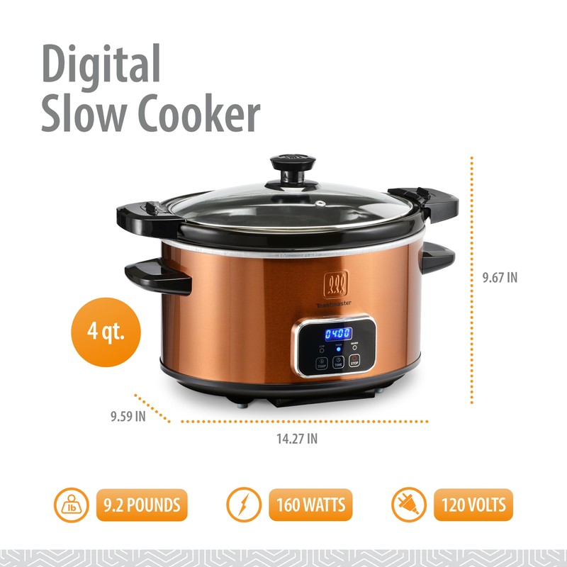 Toastmaster 4-Quart Digital Slow Cooker with Locking Lid - Food