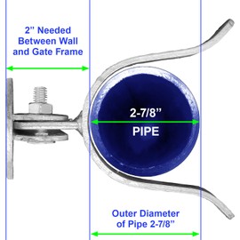 Galvanized Wall Mount (Flat Back) Fork Gate Latch - Use for 2-7/8" (3") Gate Frames, Easily Mounts to Wooden Gate Post or Wall with Screws or Lag Bolts - Gate Latch Hardware - 1 Latch