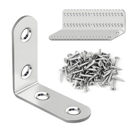 Eckwinkel, rechtwinklige Halterung für Holz, 90 Grad, Edelstahl, L-förmige Halterung, Metall-Reparaturplatte zur Befestigung und Reparatur von Möbeln, Regalen, Fenstern, Schränken, 20 Stück