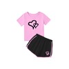 Ecolala Girl's 2 Piece Outfits Cute Summer T-Shirt and Graphic Shorts Clothing Sets, Black Pink, 5-6 Years