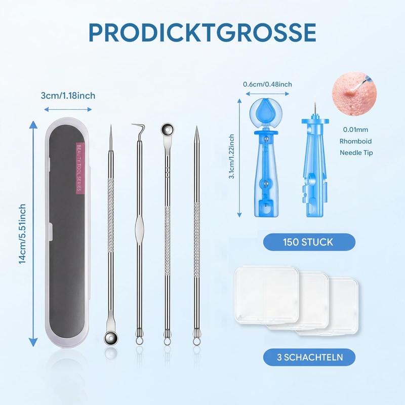 CihFnia 154 Piece Pimple Squeezer Tool Set, Blackhead Remover, Pimple