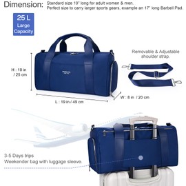 PHSYNI Gym Bag for Women and Men with Shoe Compartment & Wet Pocket - Duffle Bag for Travel Sports Fitness Workout Athletic, 19"-Medium, Navy Blue