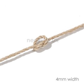 Jute Twine String Rope,3 Ply. 2mm,4mm, 6mm and 10mm Thick. Natural Biodegradable Garden Cord,Hanging Decoration,Wrapping Bundling,Neotrims. 4mm, 40m 130 Feet