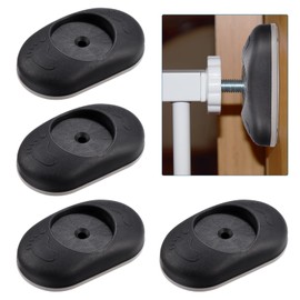 HonGien Pack of 4 Wall Protectors for Door Gate, Baby Stair Gate, Wall Protection Pads, Wall Saver for Safety of Babies and Pets (No Screws Required) (Black, Oval)