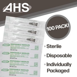 Generic 100 Pack Sterile Disposable Injection Needle with Cap for Scientific and Industrial Dispensing Needle Accessories (22G X 3/4in)