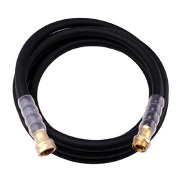 Heavy Duty Premium Garden Hose 15ft x 5/8", 300PSI Working, 1000PSI Burst, Hybrid Rubber Water Hose with Transparent Swivel Handle - Hot/Cold Water - Five Layered Braiding with Brass fittings (Black)