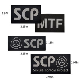 Reflective SCP MTF Patch,Special Containment Procedures Foundation Logo 3D,Embroidered Tactical Morale Military Patches Hook and Loop (4PCS C)