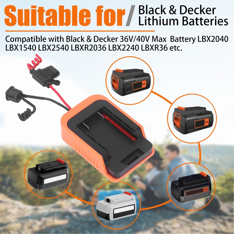 Battery Adapter Dock 40V Power Source Connector with 30A Fuse