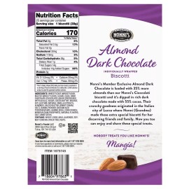 Nonnis Nonni’s Biscotti Almond Dark Chocolate Kosher 1.33 oz Each 25 count
