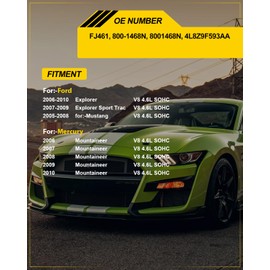 YZHIDIANF FJ461 High Performance Fuel Injectors For:-Ford For:-Mustang 2005-2008, Explorer 2006-2009, Explorer Sport Trac 2007-2009, For:-Mercury Mountaineer 2005 2006 2007 2008 2009 2010 4.6L (8PCS)