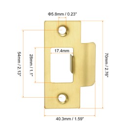 sourcing map 2 Set Door Strike Plate, 70mm x 40.3mm Stainless Steel Latch Deadbolt Replacement Lock Strike Plate for Door Frame Door Jamb Reinforcement, Gold