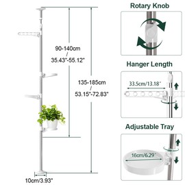 Hershii 4-Tier Indoor Plant Stand Tension Pole Corner Standing Shelf Adjustable Stands for Flower Pots Windowsill Bathroom Vanity Display Rack - Ivory