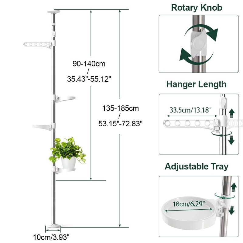 Hershii 4-Tier Indoor Plant Stand Tension Pole Corner Standing Shelf