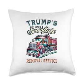 Trump Snowflake Removal on Back Team Funny Snow Plow Driver Throw Pillow