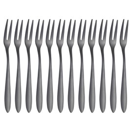 sourcing map 12 Pcs Pickle Fork, 5.2 Inch Olive Fork with Long Handle, Stainless Steel Cocktail Forks, 2-Tine Fork for Dessert Cocktail Fruit and Vegetable Silver