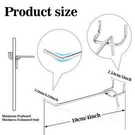 MAQIHAN 50Pcs Pegboard Hooks for 1/4'' Boards - 4inch Metal Peg Boards Hooks Heavy Duty Peg Board Display Slat Wall Panel Hooks Garage Organization Hanging Storage Suncast Shed Pegboard Organizer