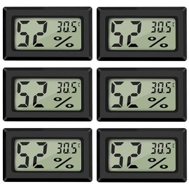 Thlevel Digital Temperature Humidity Meter Thermometer for House Mini Digital Thermometers Hygrometer and Humidity Gauge for Greenhouse/Cars/Home/Office Black (6 Pack - Square)