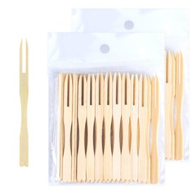 Xolixorium 200 Pack Mini Forks Bamboo Cocktail Forks 3.5 Inch – Mini Appetizer Picks for Fruit, Dessert, Charcuterie, Party Catering, Buffet Use – Natural Biodegradable Disposable Forks
