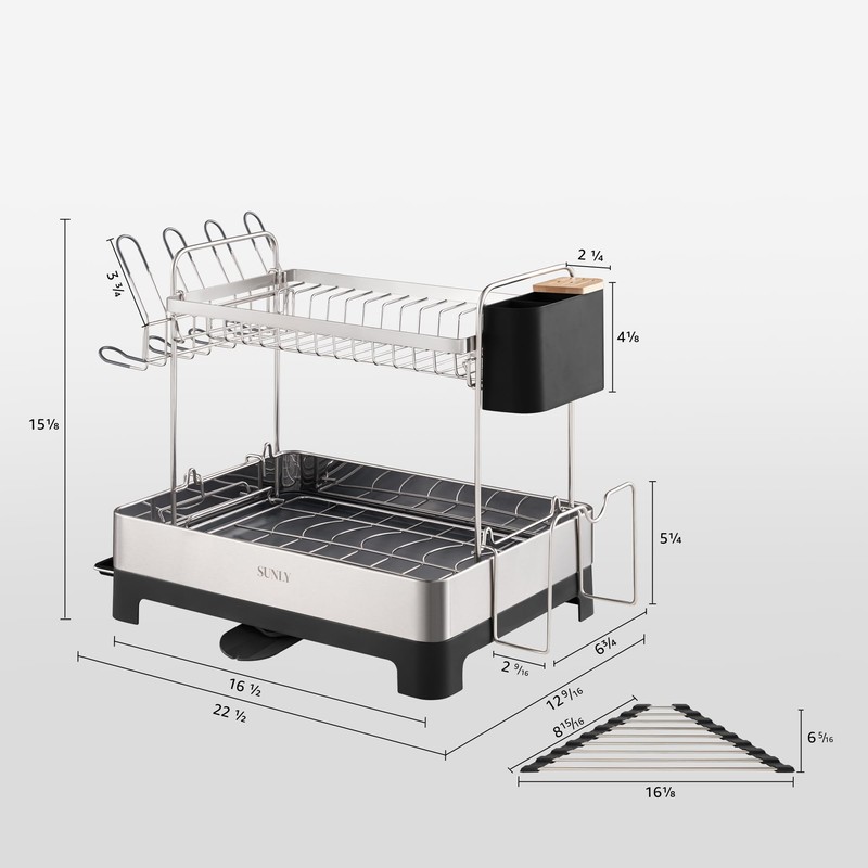 SUNLY 2 Tier Dish Drying Rack, Extra Large Dish Rack,