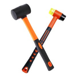 Rubber Hammer,Mengger 2 Piece Rubber Hammer Paving with Non Slip Rubbers Handle,Double Sided Soft Hammers,Lightweight Camping Hammers,Suitable for Carpentry Repairs Arts Crafts