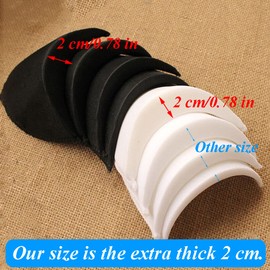 Thickness 2cm / 0.78inch Foam Shoulder Pads Set Polyester Pad for Women Men Teens Sewing Accessories Clothes Set-in Shoulder Pads White and Black 2 Pairs