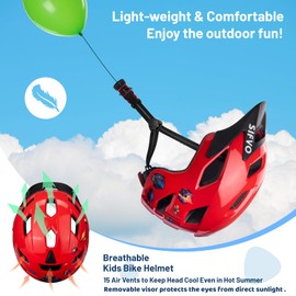 SIFVO Kids Bike Helmet for Boys & Girls Ages 3-5-8-14,Lightweight Adjustable Bicycle Helmet with Visor & Reflective Strap，CPSC Certified for Cycling, Skating, Scooters, from Toddler to Youth，2 Sizes