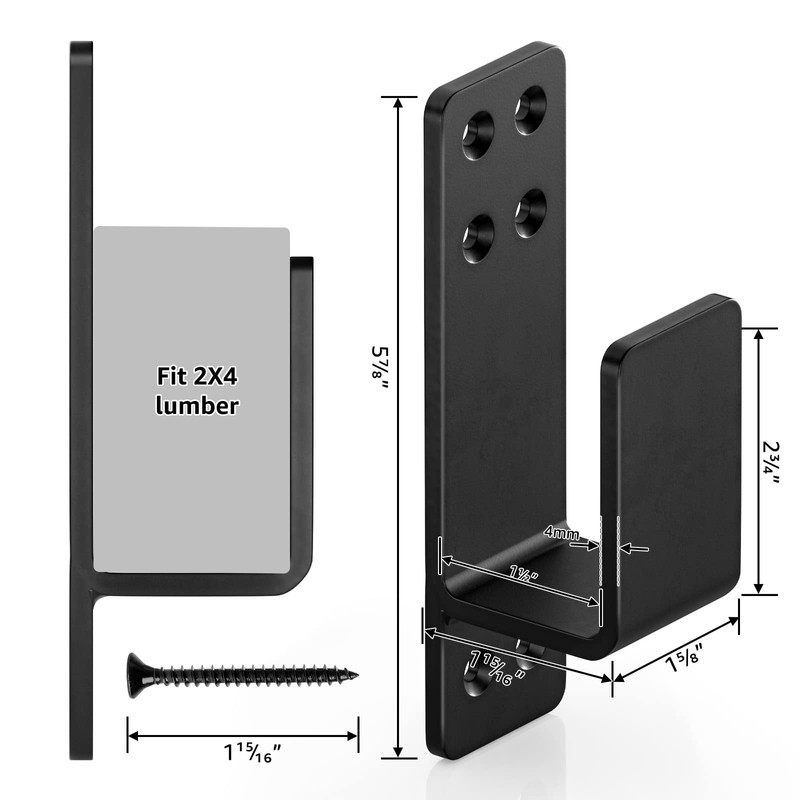 AMZFINE 2x4 Door Barricade Brackets Heavy Duty 4pcs Door Bar