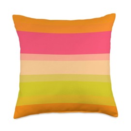 Print Fort Pink Orange Green Stripes Fun Retro Colors 60s 70s Artistic Throw Pillow, 18x18, Multicolor