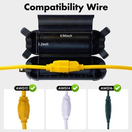 YOJOE 3 Pack Outdoor Extension Cord Cover Waterproof, Black Cord Protector Connector Electrical Safety Box to Protect String Lights Outdoor Plug, Outlet, Christmas Decorations Lights