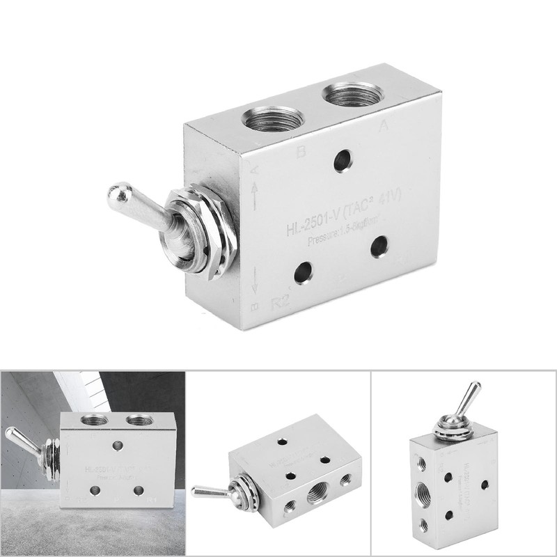 Toggle Switch Valve 2-Position 5-Way Mechanical Pneumatic Knob Switch G1/8in