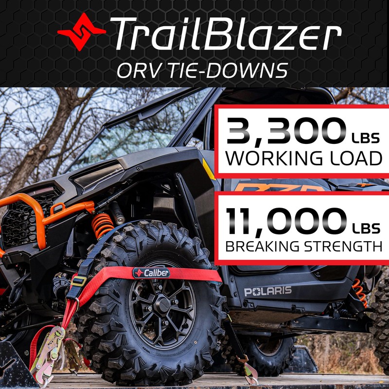 Caliber Trailblazer ORV Heavy-Duty Tie Down Straps, 2-Way Tension Around