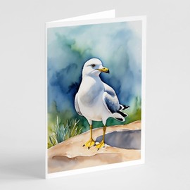 Caroline's Treasures Ring-billed Gul Bird Greeting Cards Pack of 8 Blank Cards with Envelopes Whimsical A7 Size 5x7 Blank Note Cards