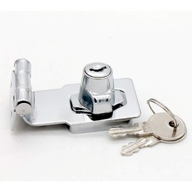 NGe 3Inch Zinc Alloy 90 Degrees Rotation Keyed Hasp Lock Safety Guard Latch w 2 Keys for Doors Cabinet, Desk Cabinet Lock