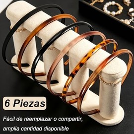 6 Pcs Diadema de Plástico Fina, Elástica y Sin Presión con Estampado de Leopardo,Diadema Elegante,Perfecta para el Uso Diario,Tanto para Hombres Como 