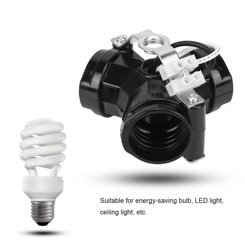 Fdit 2Pcs 3-Heads E27 Lamp Base Holder Light Bulb Socket
