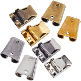 GORGECRAFT Geflo Set of 8 4 Colours Iron Bolo Ties Fittings Sliding Clasp Bolo Ties Buckle Accessories Blank Closure Clips Tie Tips Replacement End Caps Set for Tie Making, Iron