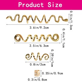 28 Gold Spiral Hair Clips Braid Rings Spiral Hair Clips Adjustable Hair Accessories Adjustable Metal Cuffs Men Women Hair Accessories Cuff Set Braid Jewelry