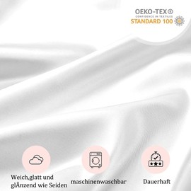 Seiwohl Satin Cushion Cover 40 x 80 cm, Set of 2 Satin Pillowcases 40 x 80 cm Pillowcase Cushion Cover for Hair and Skin, Similar to Silk, White