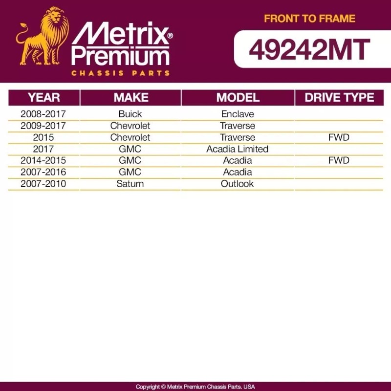 Metrix Goma Varilla Estabilizadora Delant. Gmc Saturn Outlook 07-10