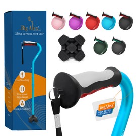 BigAlex Collapsible Walking Cane for Men & Women, Adjustable Stability Stick for Mobility, Heavy Duty, Foldable, Lightweight, Portable Travel Aid with Comfortable Offset Handle for Seniors & Adults