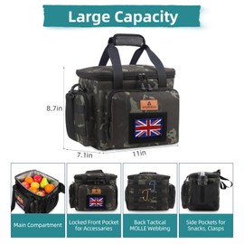 HSHRISH Lunch Bag for Men, Tactical Lunch Bag, Reusable Waterproof Leakproof Insulated Lunch Box for Adults Men Work Picnic Outdoor Day Trips Camping, 12L Camo Black Flag
