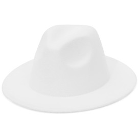 EOZY Women & Men Fedora Hat Wide Brim Unsex Floppy Panama Hat Cap White