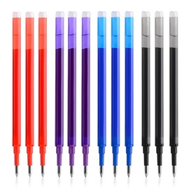 Refill Pens, 12 x Erasable Refills Tip 0.7 mm, Compatible with Pilot FriXion Ball & Clicker & Eberhard Faber Animal Erase It Refill with Erasable Ink