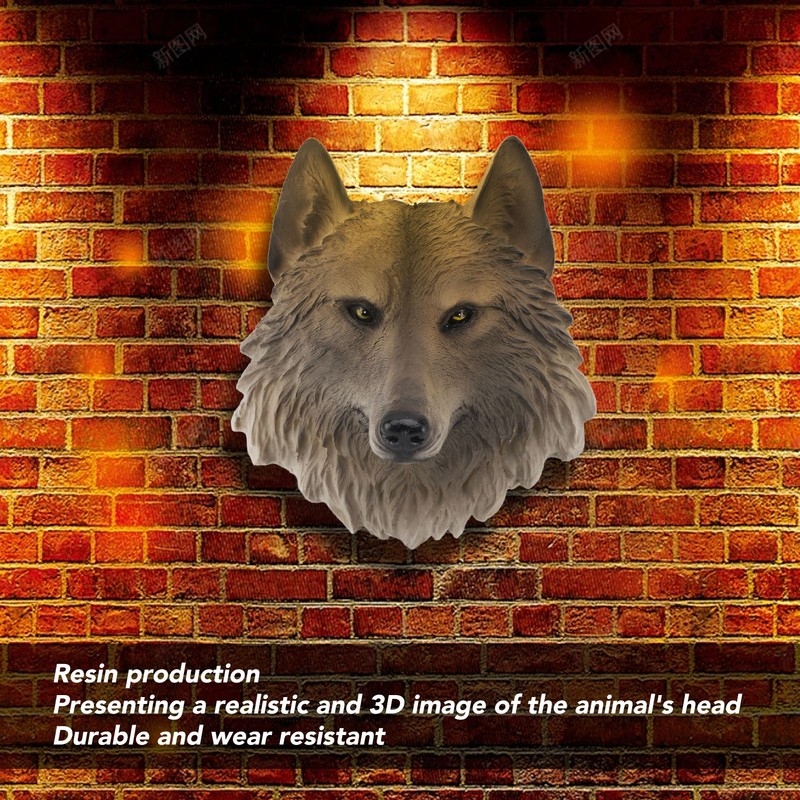 3D Animal Head Statue Resin Wall Decor Realistic Wildlife Sculpture