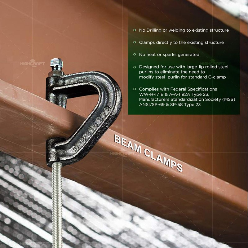Highcraft PCLMPPL38-5 Heavy Duty Industrial Purlin Beam Clamp for 3/8''