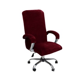 Funda elástica de terciopelo de felpa para silla de oficina con reposabrazos, funda protectora de elastano de color sólido, fundas universales extraíbles y elásticas para silla de computadora (no