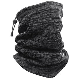 HNOOM Tube Scarf Men Women Winter Loop Scarf Multifunctional Scarf Windproof Neck Warmer Warm Fleece Lined Neck Warmer for Outdoor Skiing Motorcycle Running Cycling, black