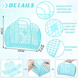 Hsei 16 Pcs Girls Jelly Purse Bags Easter Basket Reusable Jelly Beach Bag Plastic Beach Tote Gift Basket for Kid Girl(Bright Blue)