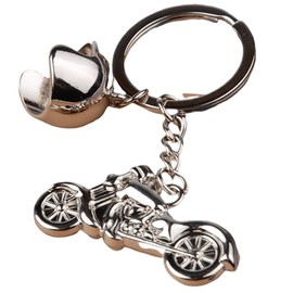 Wasserquelle 3D Metal Motor Bike Keyring Model Motorcycle Helmet Keychain Mini Motorcycle Motorbike Helmet Cool Silver Metal Charm Car Key Ring Keychain Gift (Motorbike)